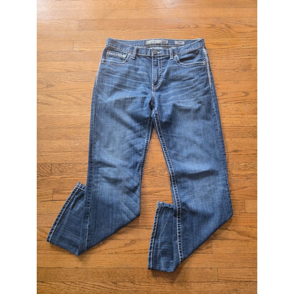 BKE Tyler Blue Medium Wash Mid-Rise Straight Leg Denim Jeans Women s Size 33